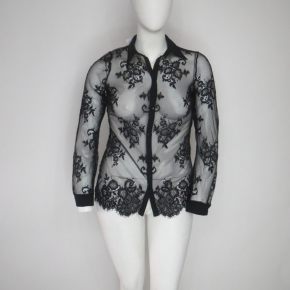 Intimissimi BLACK LACE Long-sleeve button down NEW